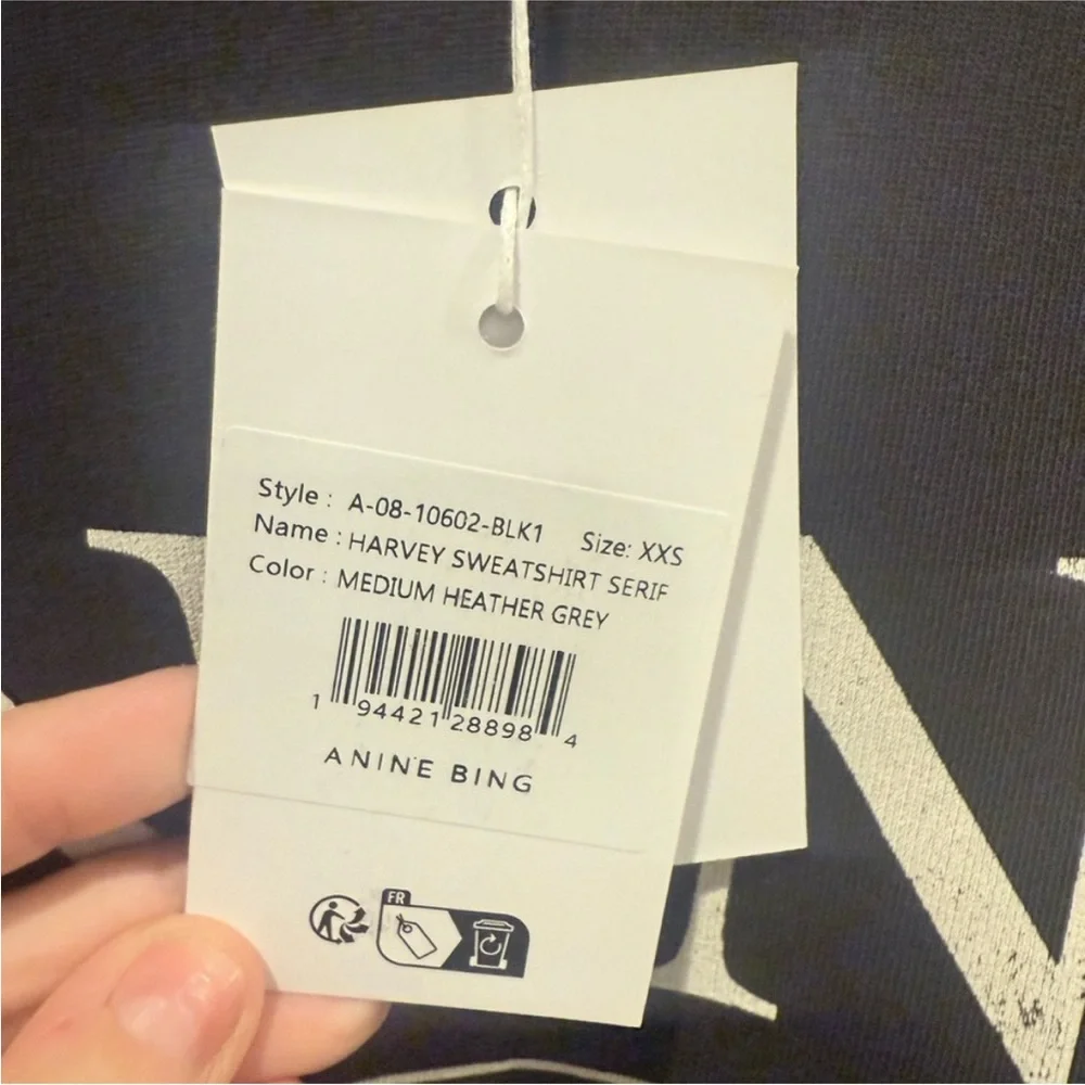 NWT Anine Bing $220 Faded Black/Grey Logo Hoodie XXS (VERY oversized) 23” PTP - Picture 7 of 11